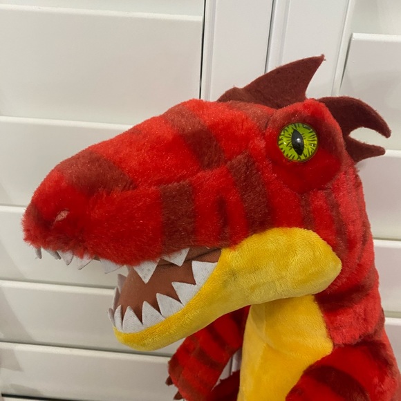 19” Build A Bear Red Dinosaur Velociraptor Raptor TREX Plush BABW Red & Yellow - Picture 2 of 4